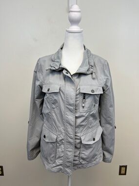 Eddie Bauer Women's Grey Nylon Windbreaker Utility Jacket Size M